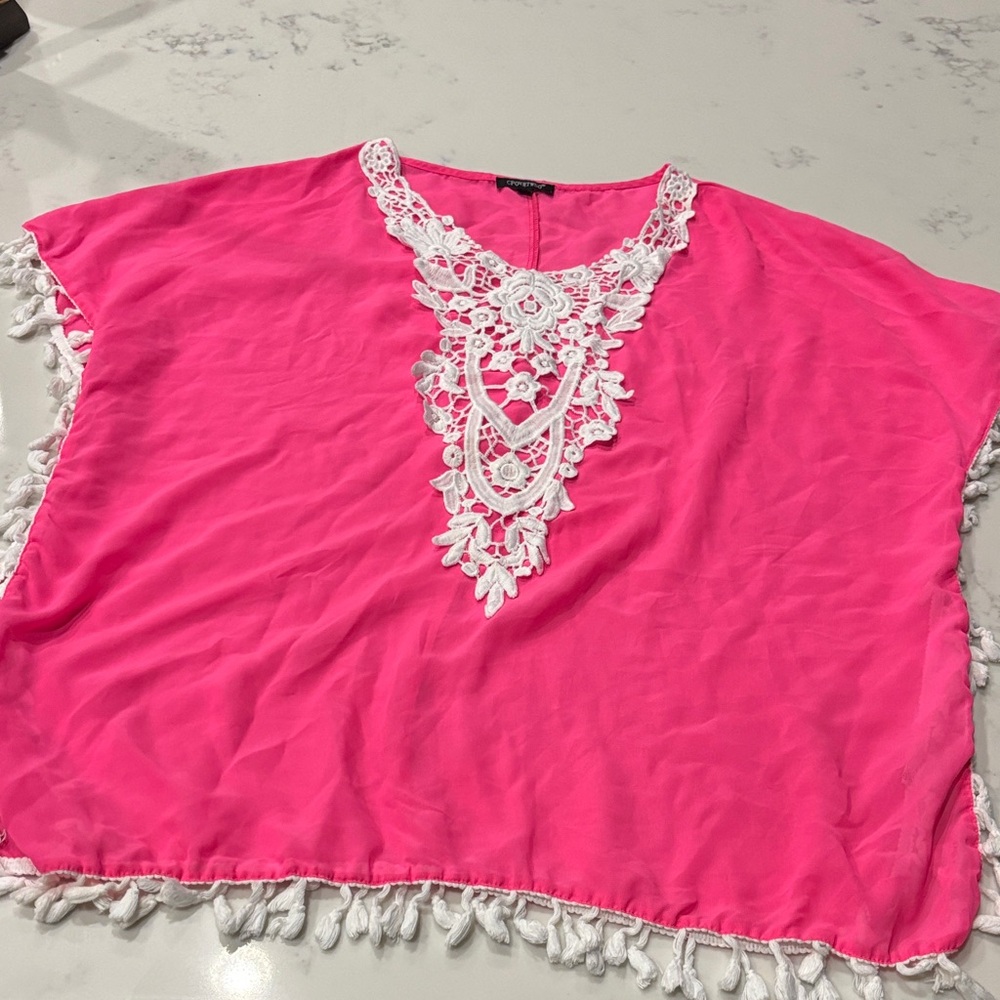 Pink Sheer Lace Swimsuit 🩱 Cover Up
